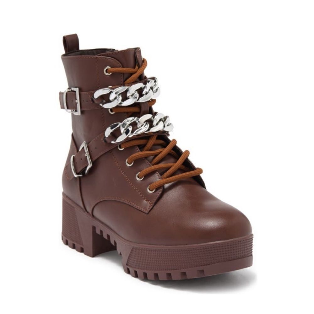Cape Robbin Koda Chainlink Lace Up Platform Boot Size 8‎